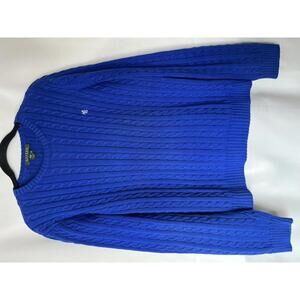 Lauren Ralph Lauren Cable Knit Cotton Sweater XL Blue